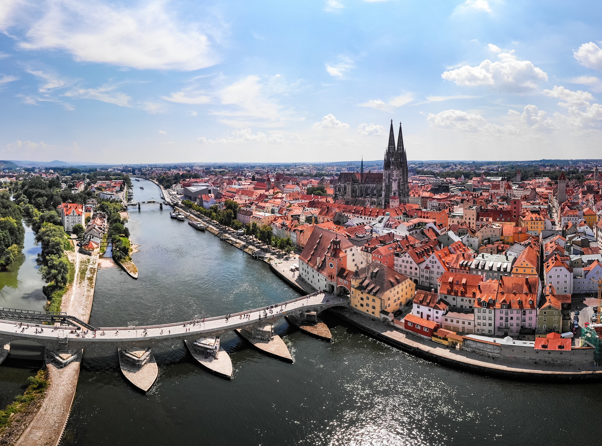 Aerial photography of Regensburg city, Germany