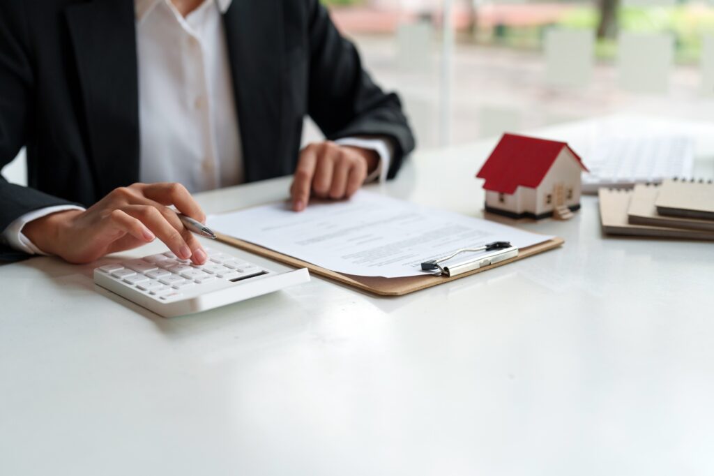 Business Financing Accounting Banking Concept, business woman doing finances and calculate about